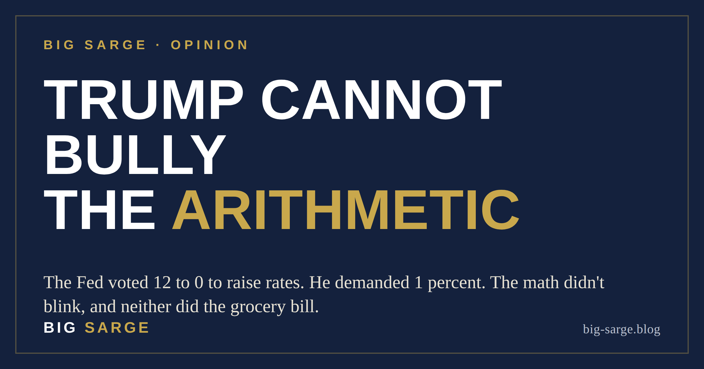 Trump cannot bully the arithmetic